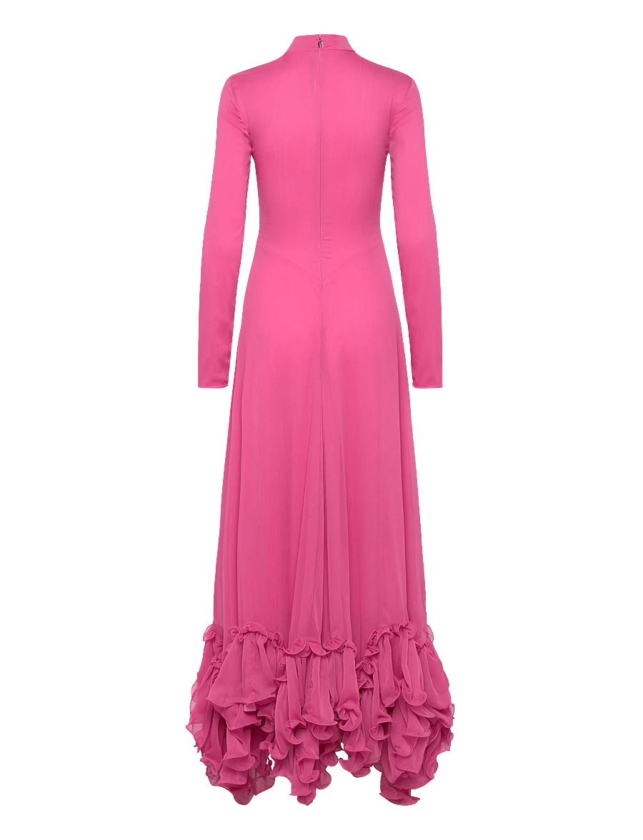 ROTATE - CHIFFON MAXI RUFFLE DRESS - carmine rose (pink) - 1