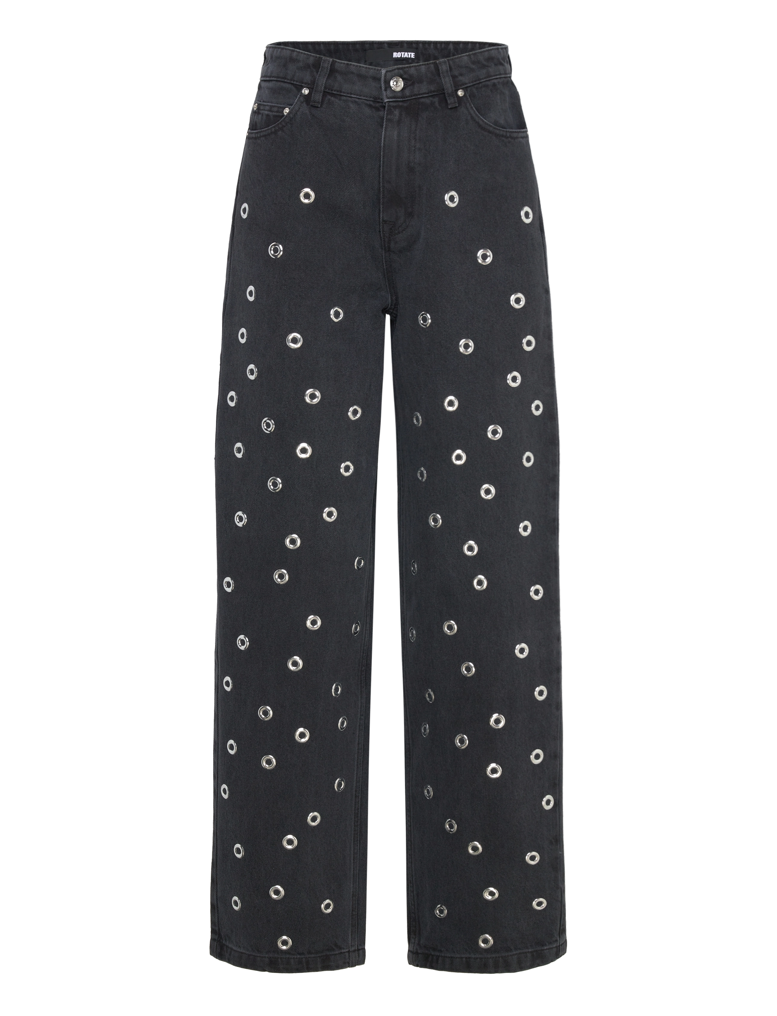 ROTATE High Rise Jeans, Kvinder, Højtaljede Jeans Med Øjer, Sort, Str: 32