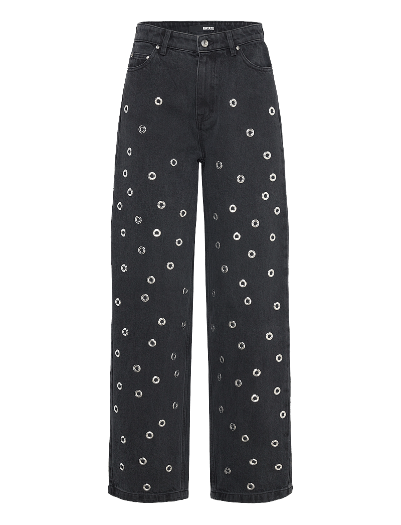 ROTATE Birger Christensen - HIGH RISE JEANS - hosen mit weitem bein - dark grey denim - 0