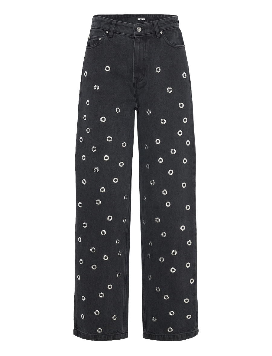 ROTATE - HIGH RISE JEANS - szerokie dżinsy - dark grey denim - 0