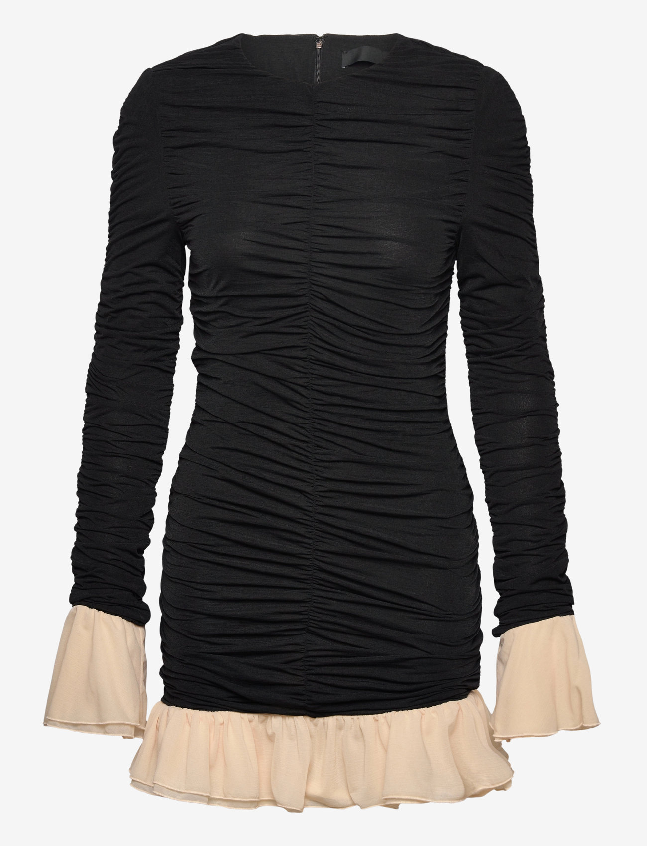 ROTATE Birger Christensen - Mini Ruched Ls Dress - 1000 black comb. - 0