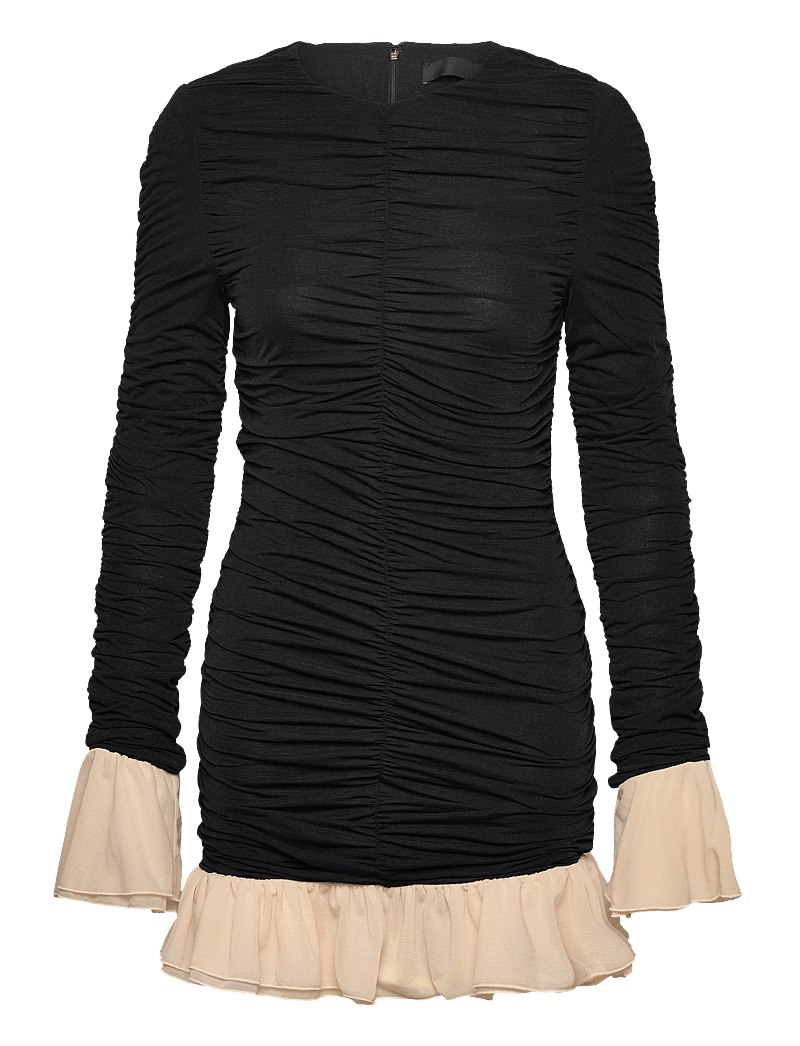 ROTATE - MINI RUCHED LS DRESS - festkjoler - 1000 black comb. - 1