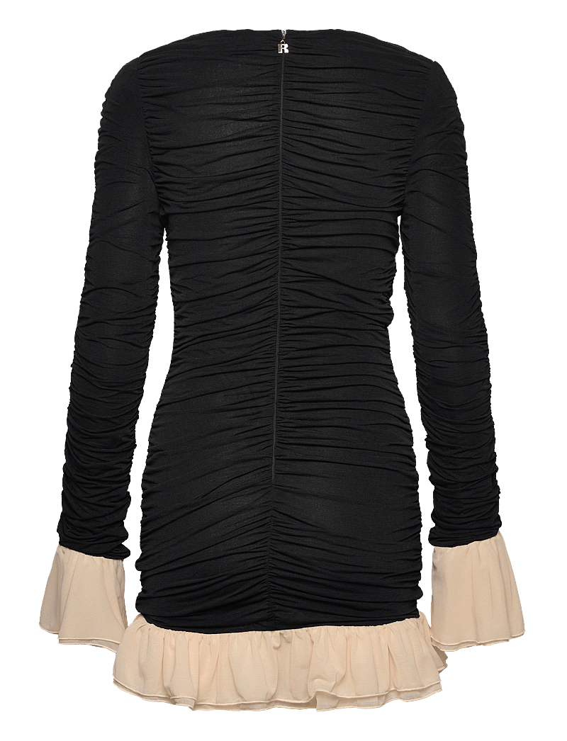 ROTATE - MINI RUCHED LS DRESS - festkjoler - 1000 black comb. - 2