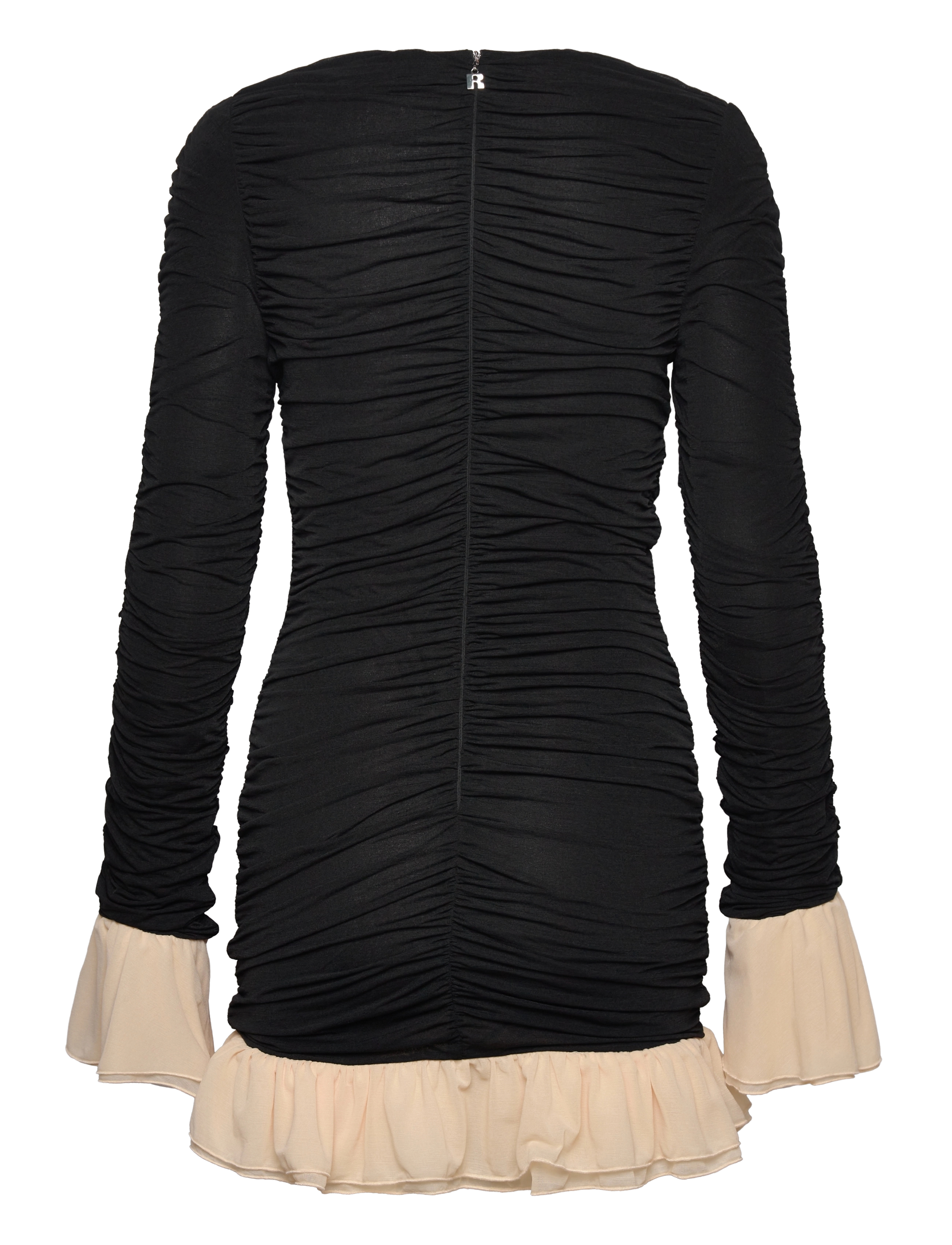 ROTATE - MINI RUCHED LS DRESS - 1000 black comb. - 2