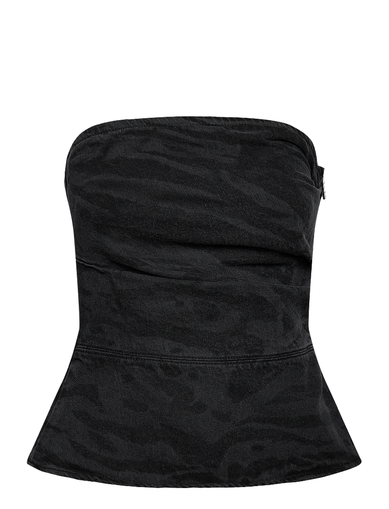 ROTATE - ZEBRA DENIM TOP - mouwloze tops - black - washed - 0
