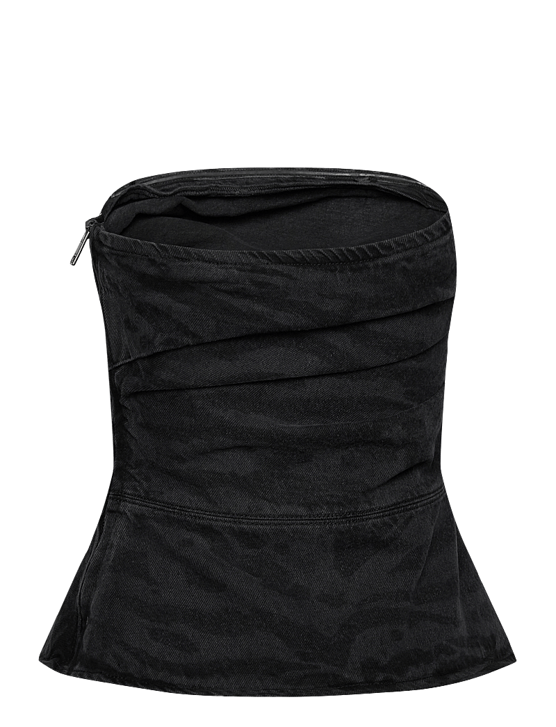 ROTATE - ZEBRA DENIM TOP - mouwloze tops - black - washed - 1