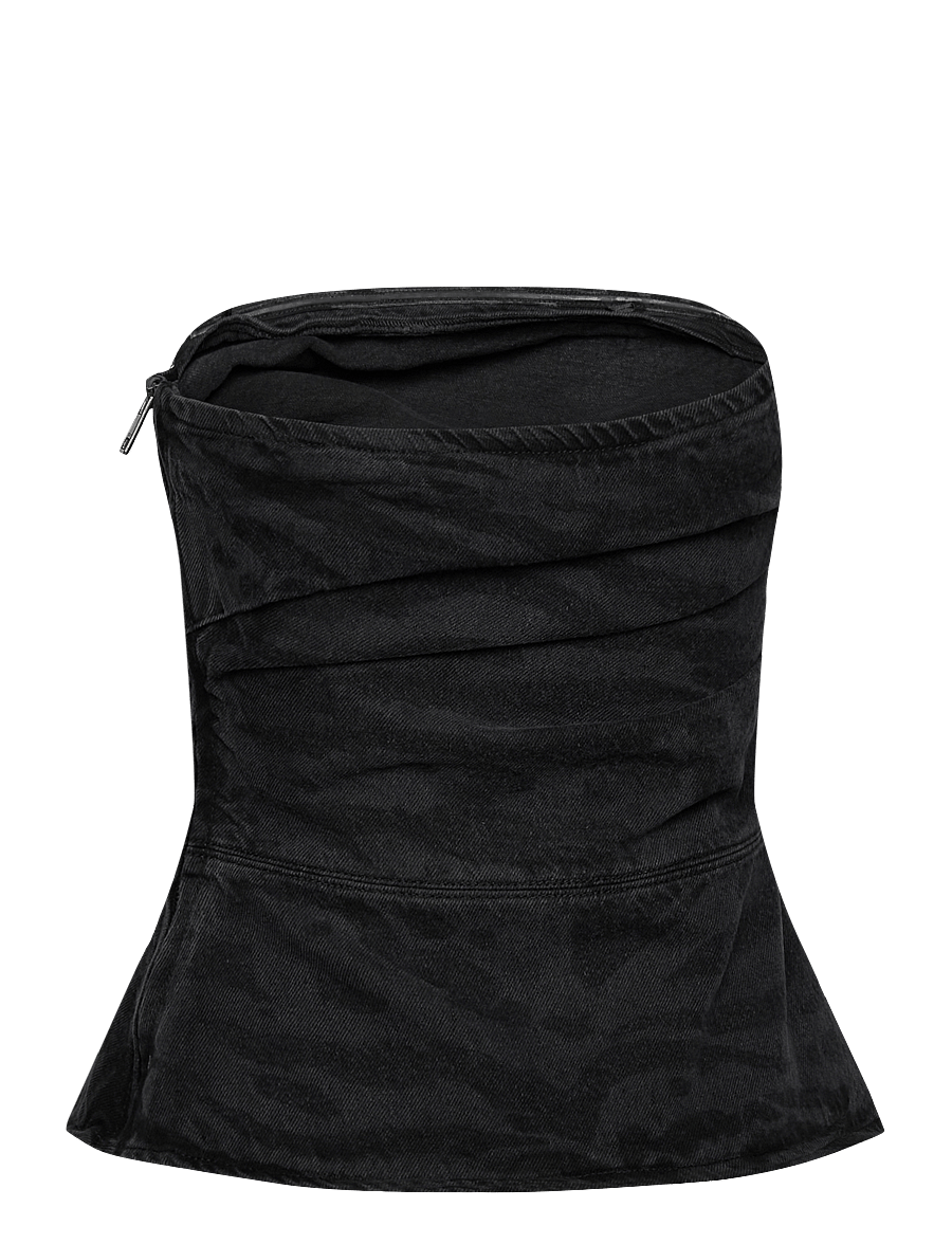 ROTATE - Zebra Denim Top - black - washed - 1