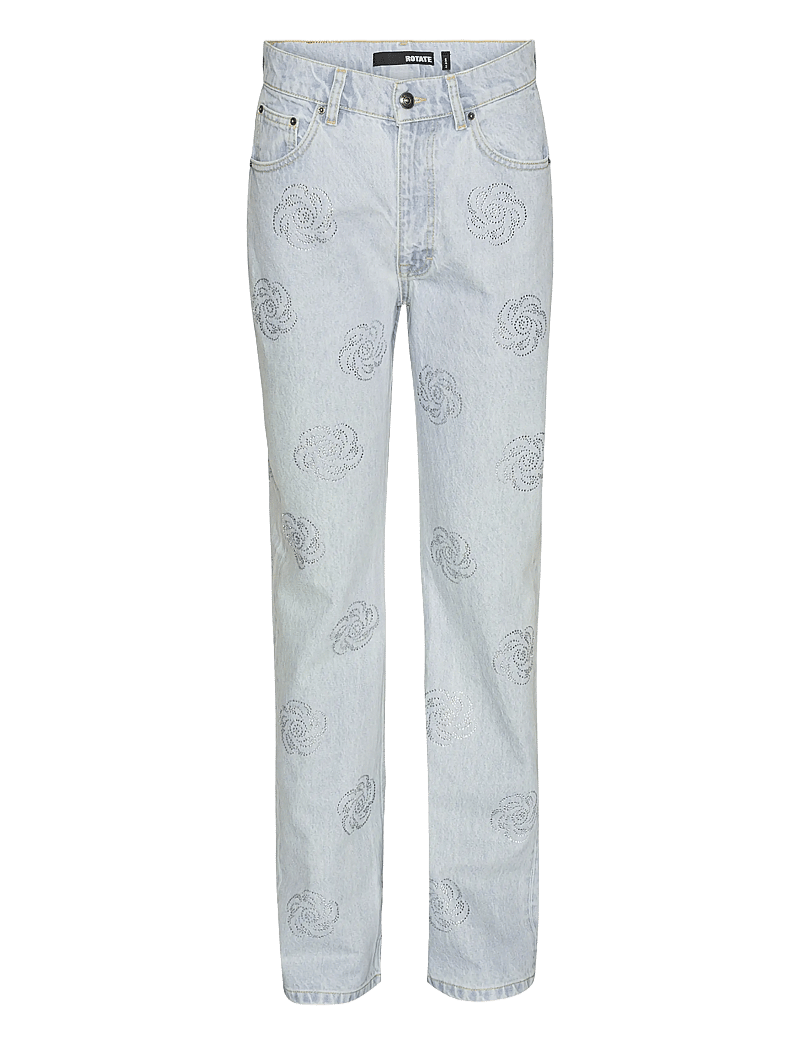 ROTATE Birger Christensen - Washed Twill Stud Jeans - džinsa bikses ar taisnām starām - light blue denim - 0