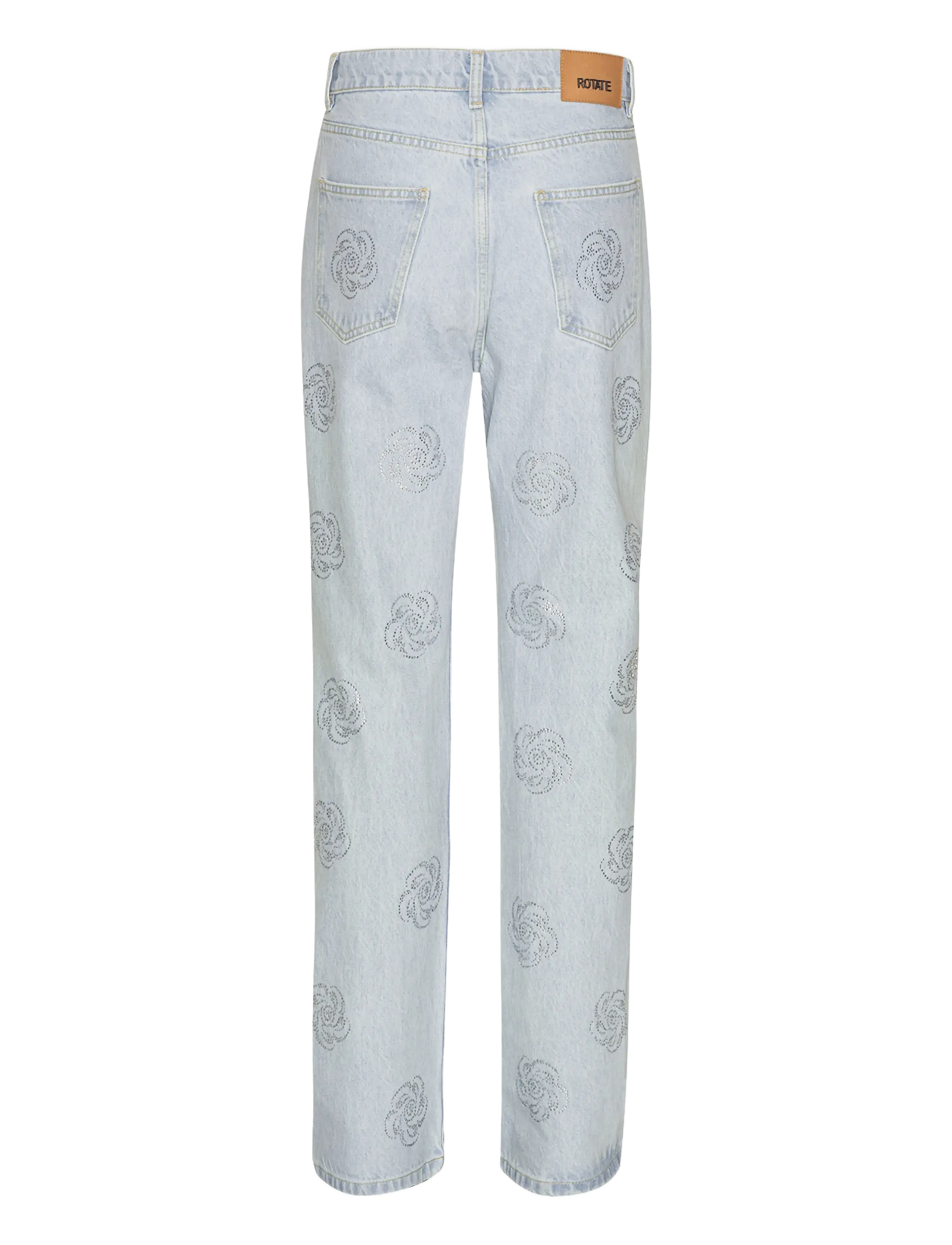 ROTATE - Washed Twill Stud Jeans - suorat farkut - light blue denim - 1