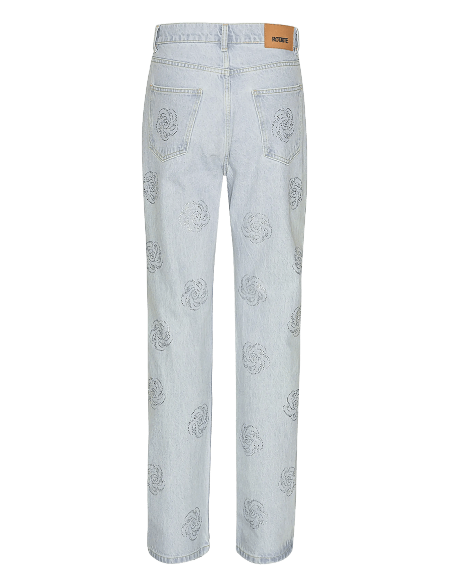 ROTATE - Washed Twill Stud Jeans - suorat farkut - light blue denim - 1