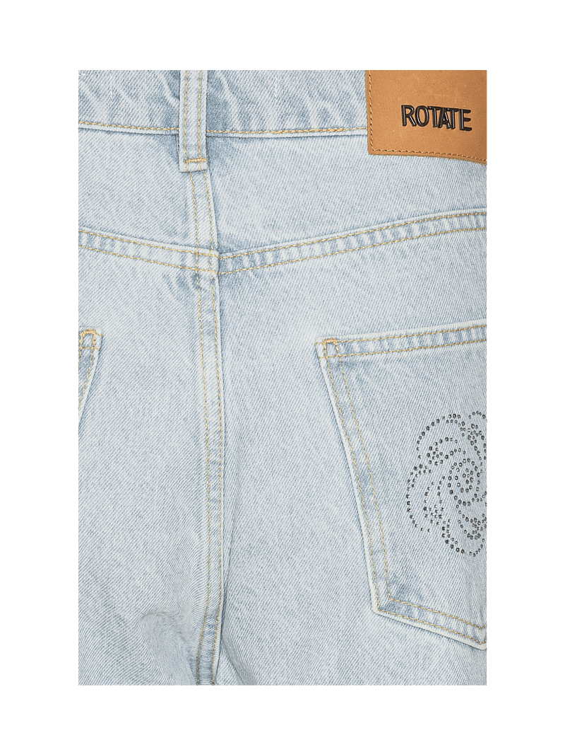 ROTATE Birger Christensen - Washed Twill Stud Jeans - džinsa bikses ar taisnām starām - light blue denim - 2