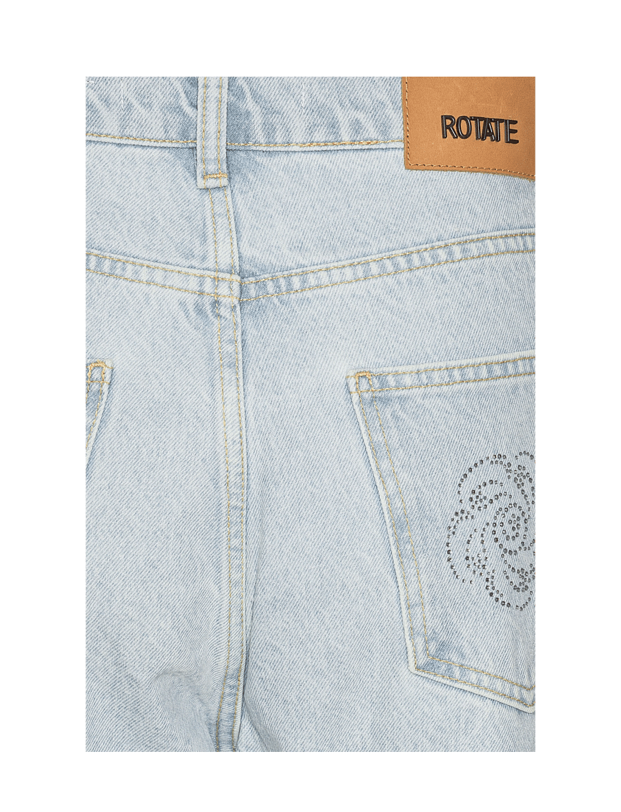 ROTATE - Washed Twill Stud Jeans - suorat farkut - light blue denim - 2