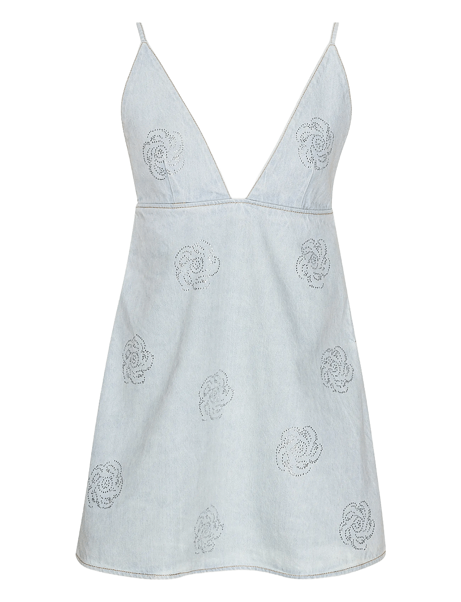 ROTATE - Denim Stud Mini Dress - džinsinės suknelės - light blue denim - 1