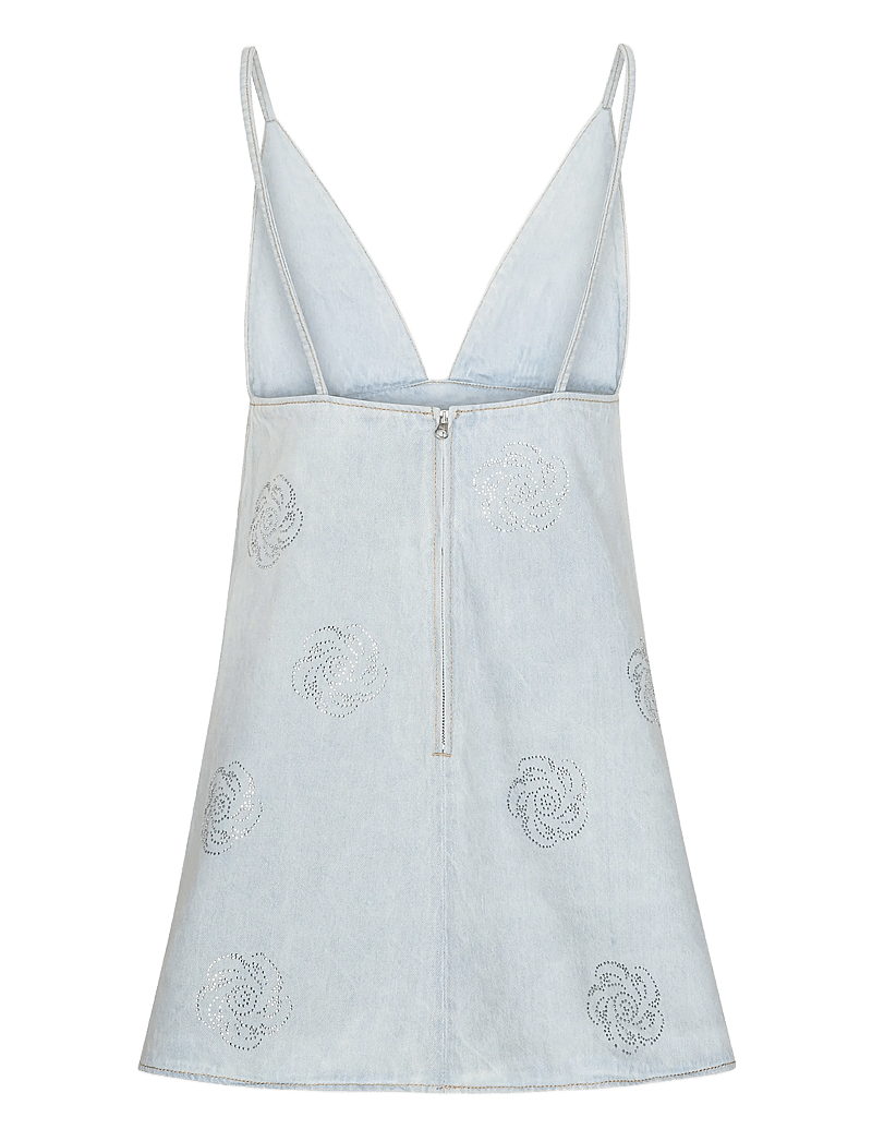 ROTATE Birger Christensen - Denim Stud Mini Dress - jeansklänningar - light blue denim - 3