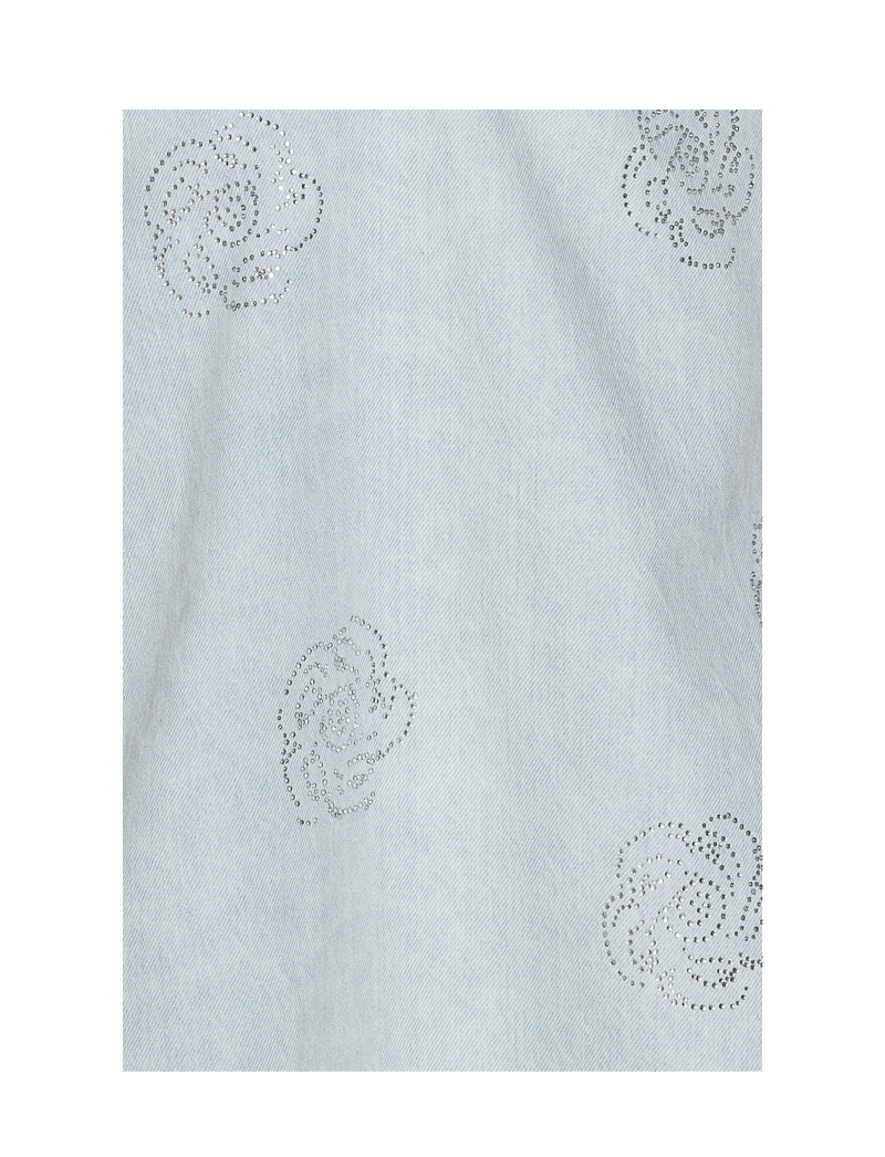 ROTATE Birger Christensen - Denim Stud Mini Dress - jeansklänningar - light blue denim - 4