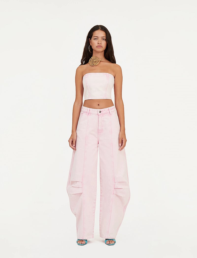 ROTATE Birger Christensen - Cargo Denim Pants - hosen mit weitem bein - light pink denim - 0