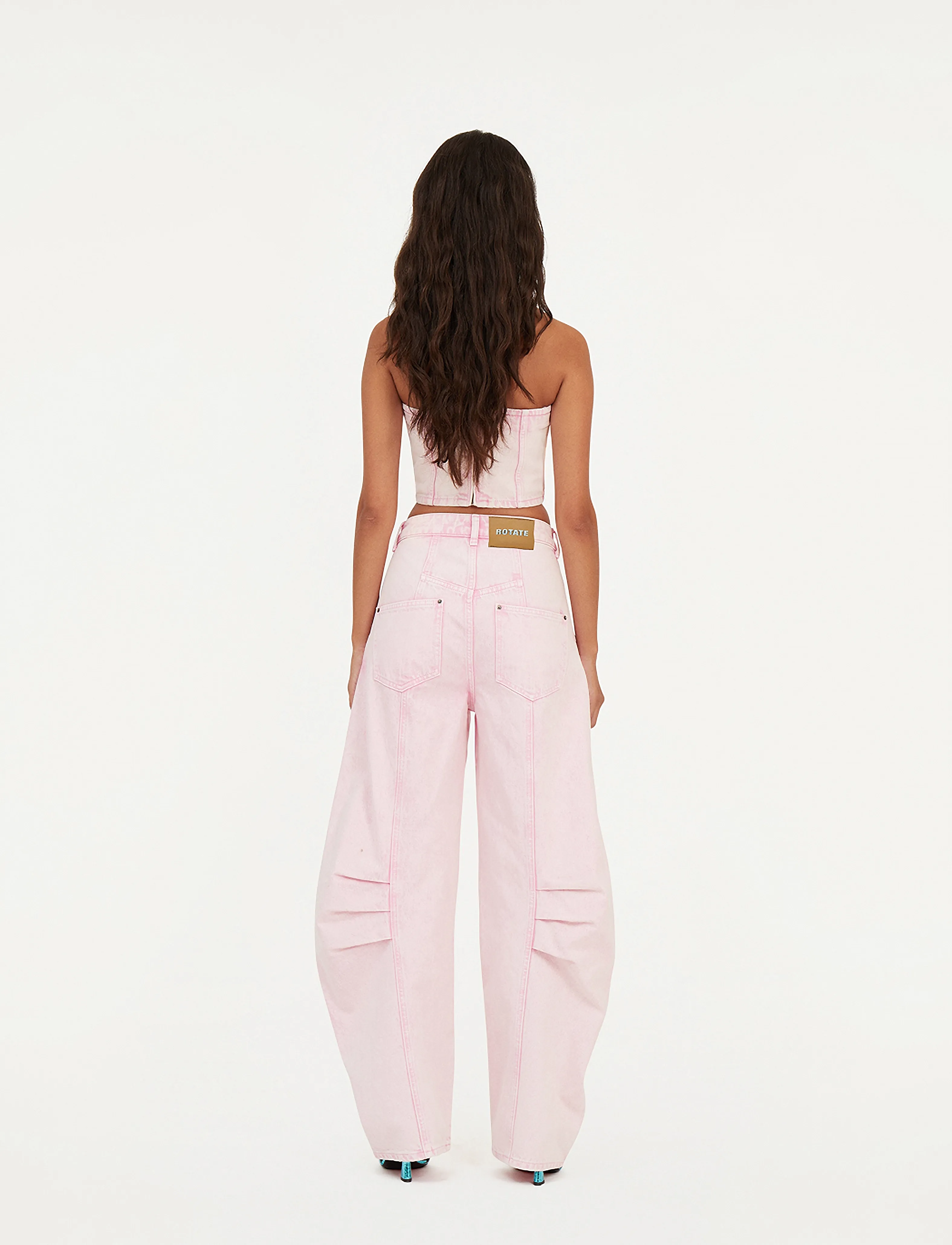ROTATE - CARGO DENIM PANTS - light pink denim - 4