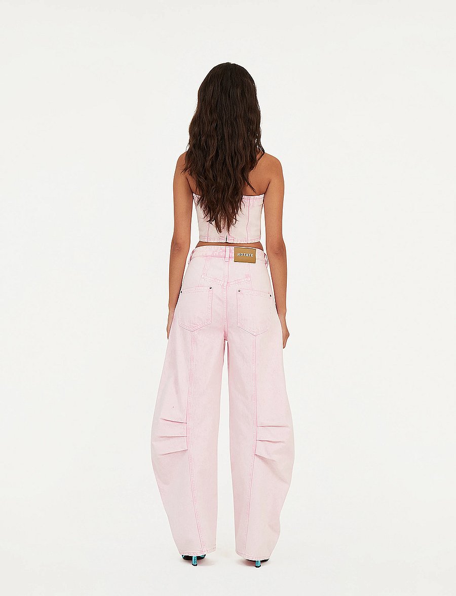ROTATE - CARGO DENIM PANTS - light pink denim - 4