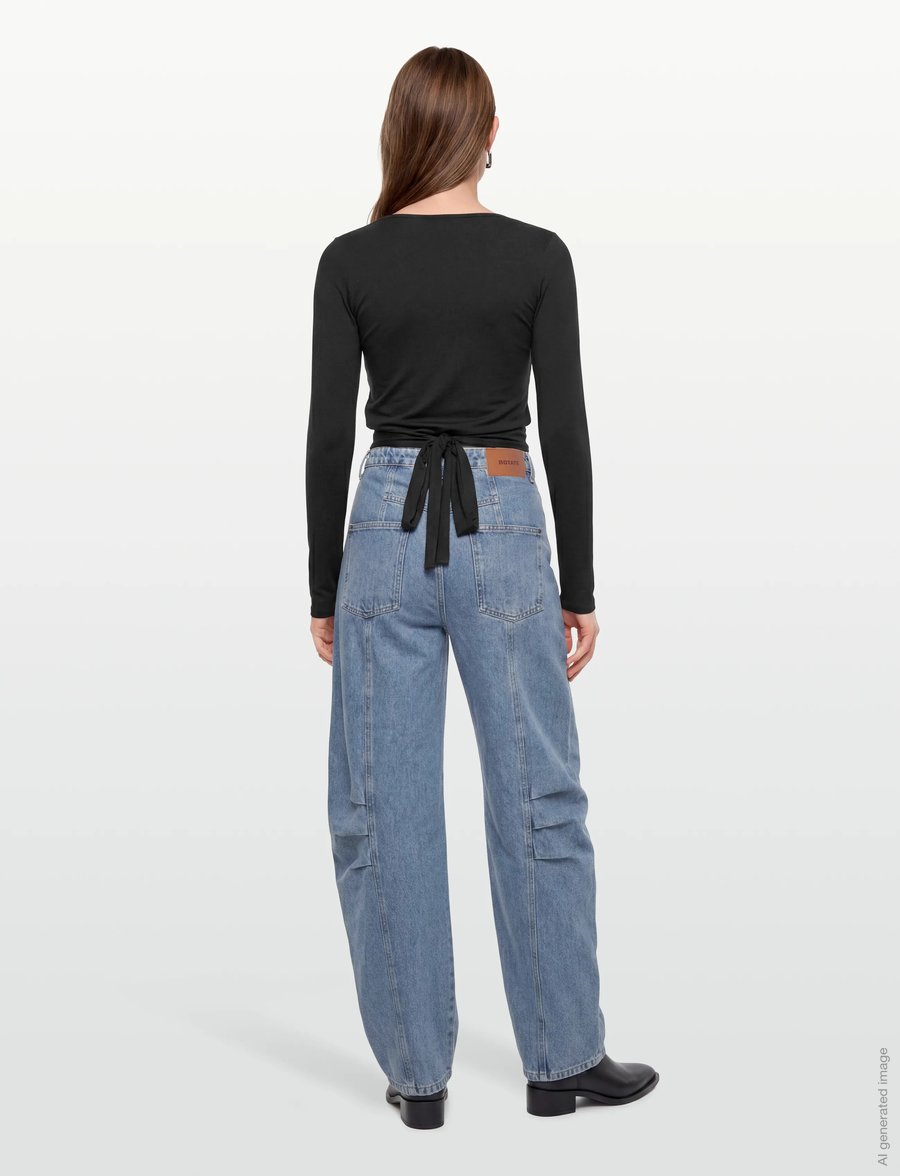 ROTATE - CARGO DENIM PANTS - cargobyxor - vintage blue, denim - 4