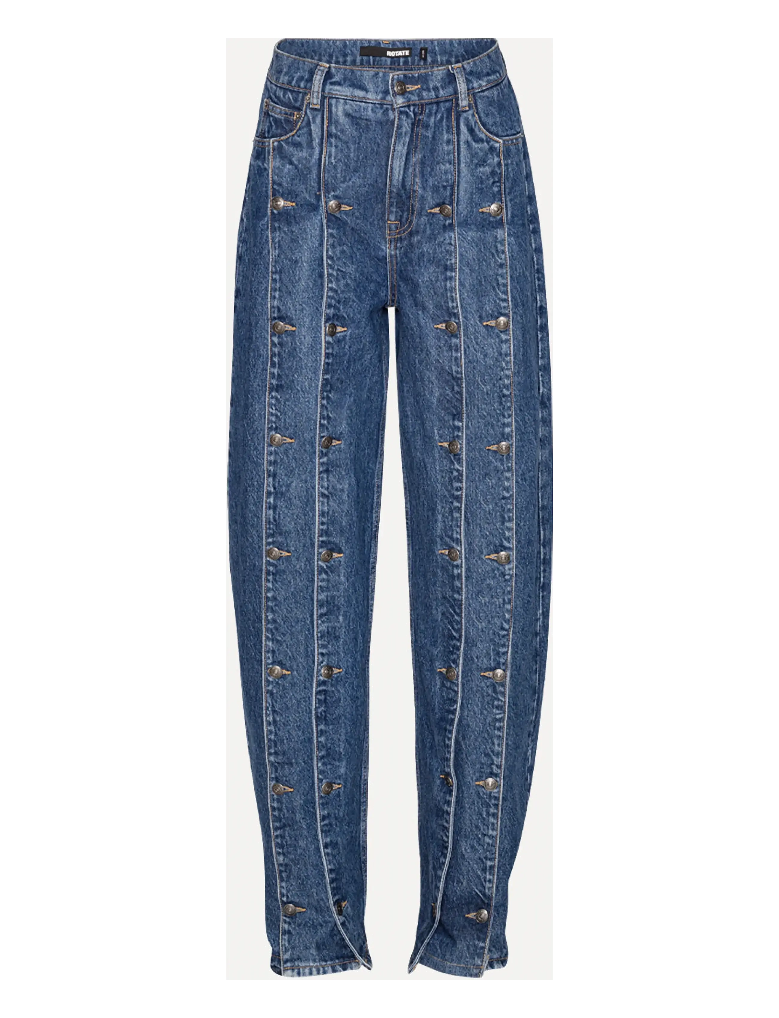 ROTATE BUTTON DETAIL WIDE JEANS - Tøj - MEDIUM BLUE DENIM / blue