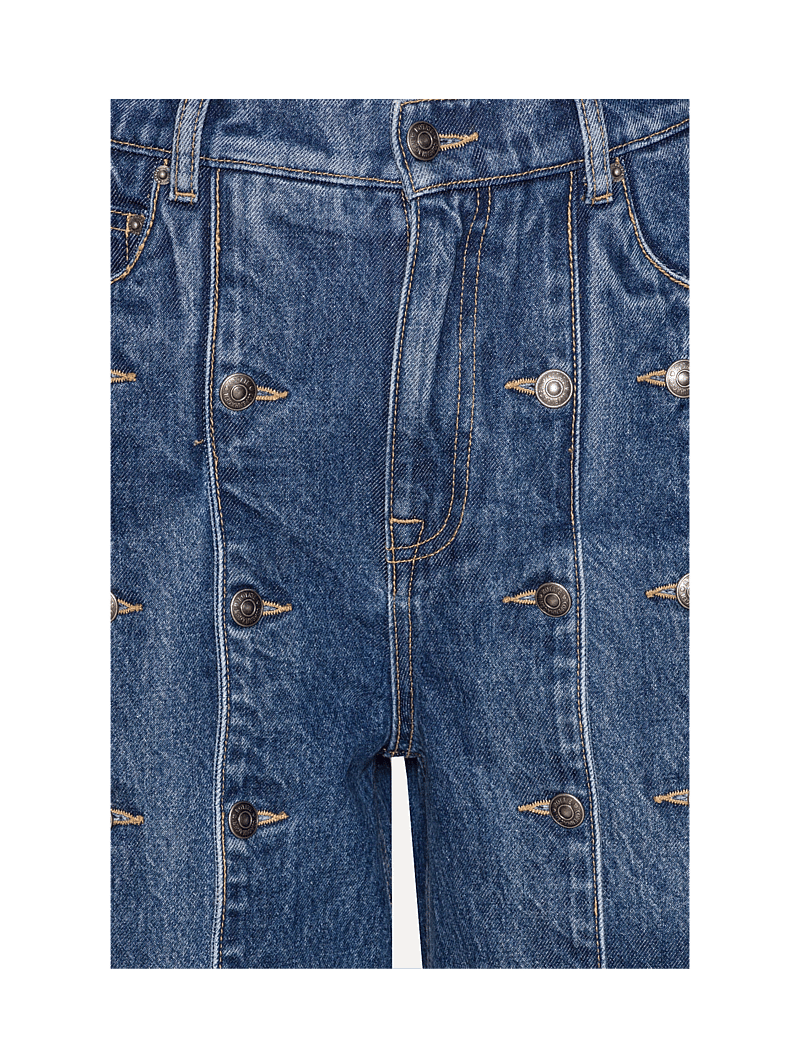ROTATE Birger Christensen - Button Detail Wide Jeans - hosen mit weitem bein - medium blue denim - 2