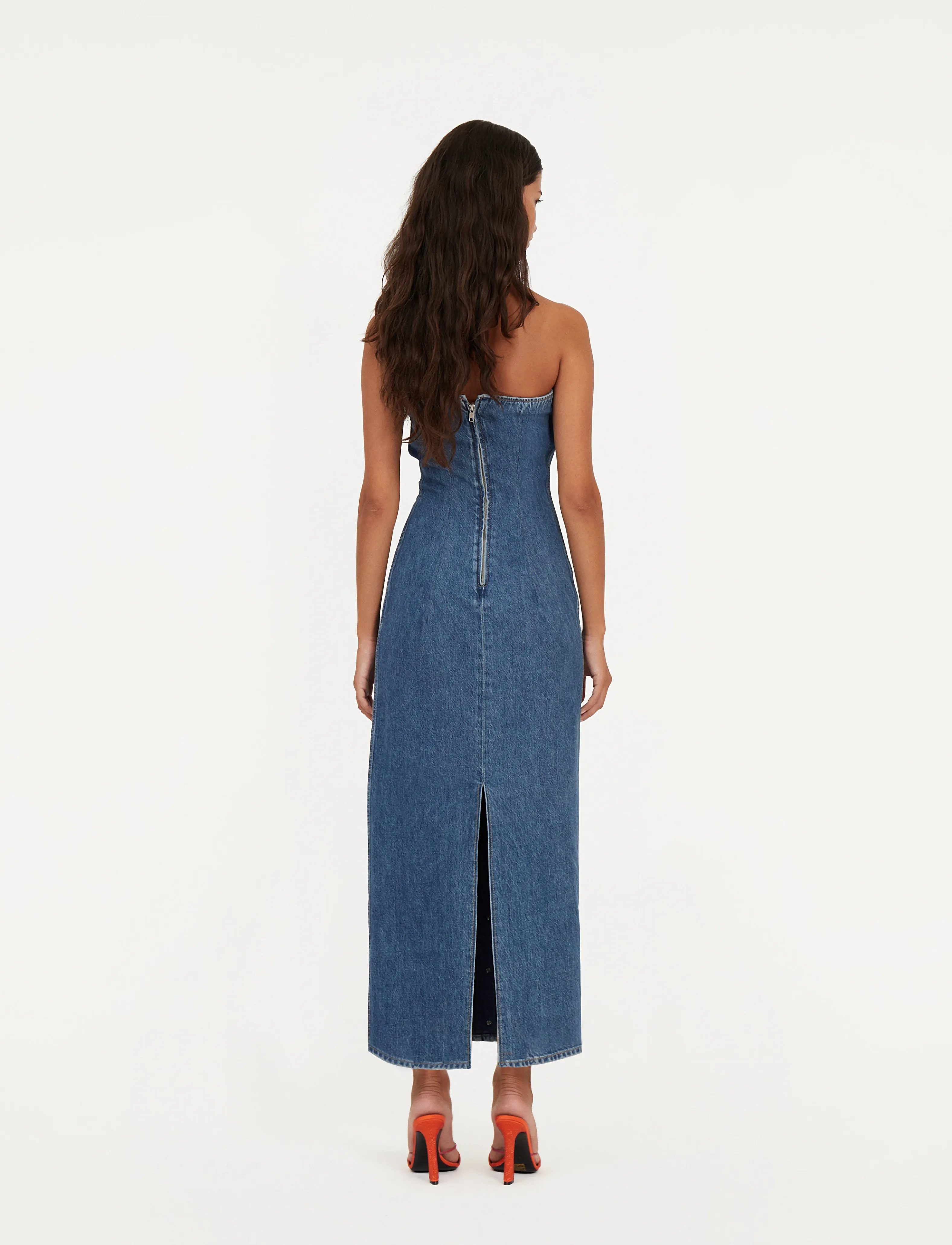 ROTATE - DENIM BUTTON DETAIL DRESS - medium blue denim - 5