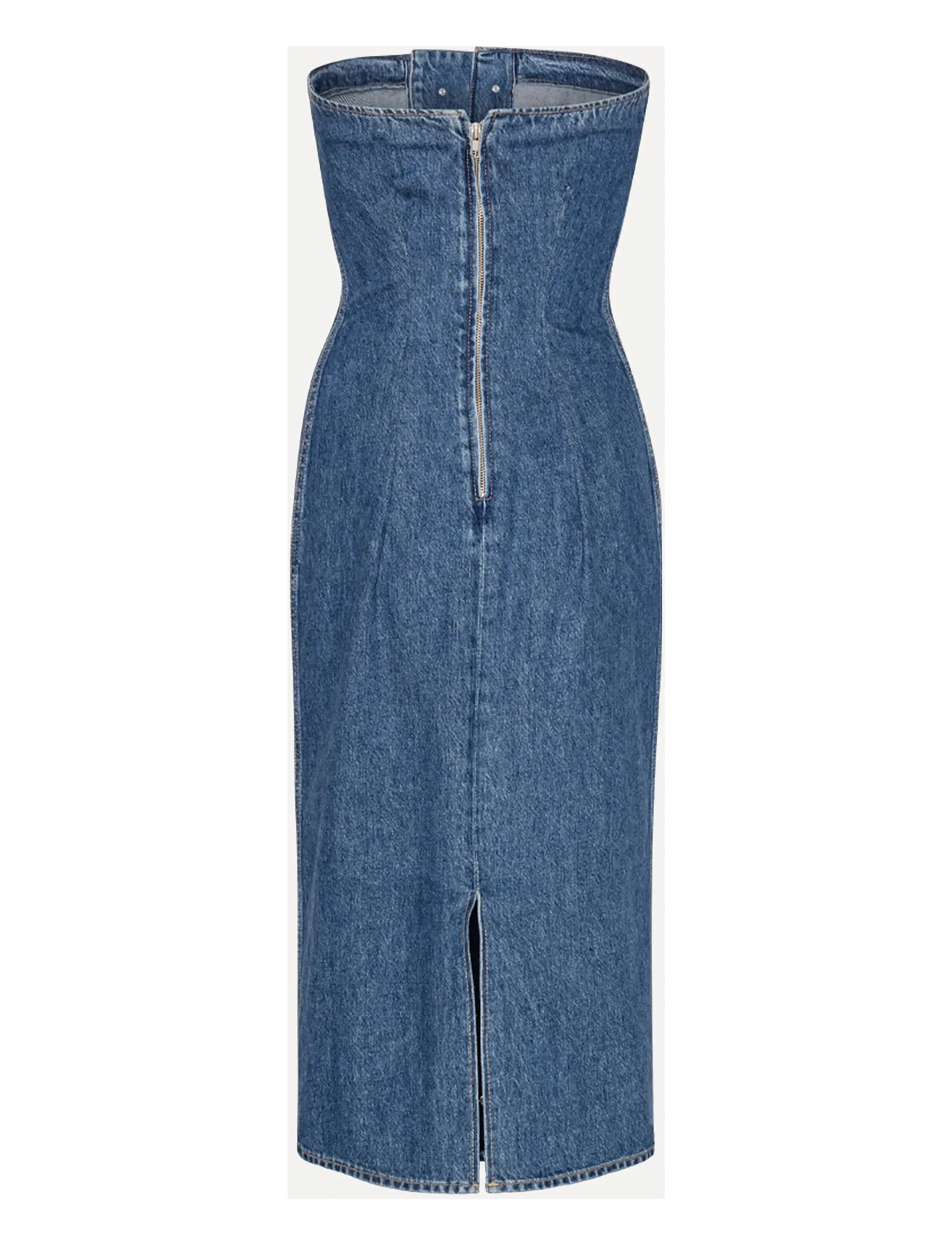 ROTATE - DENIM BUTTON DETAIL DRESS - medium blue denim - 2