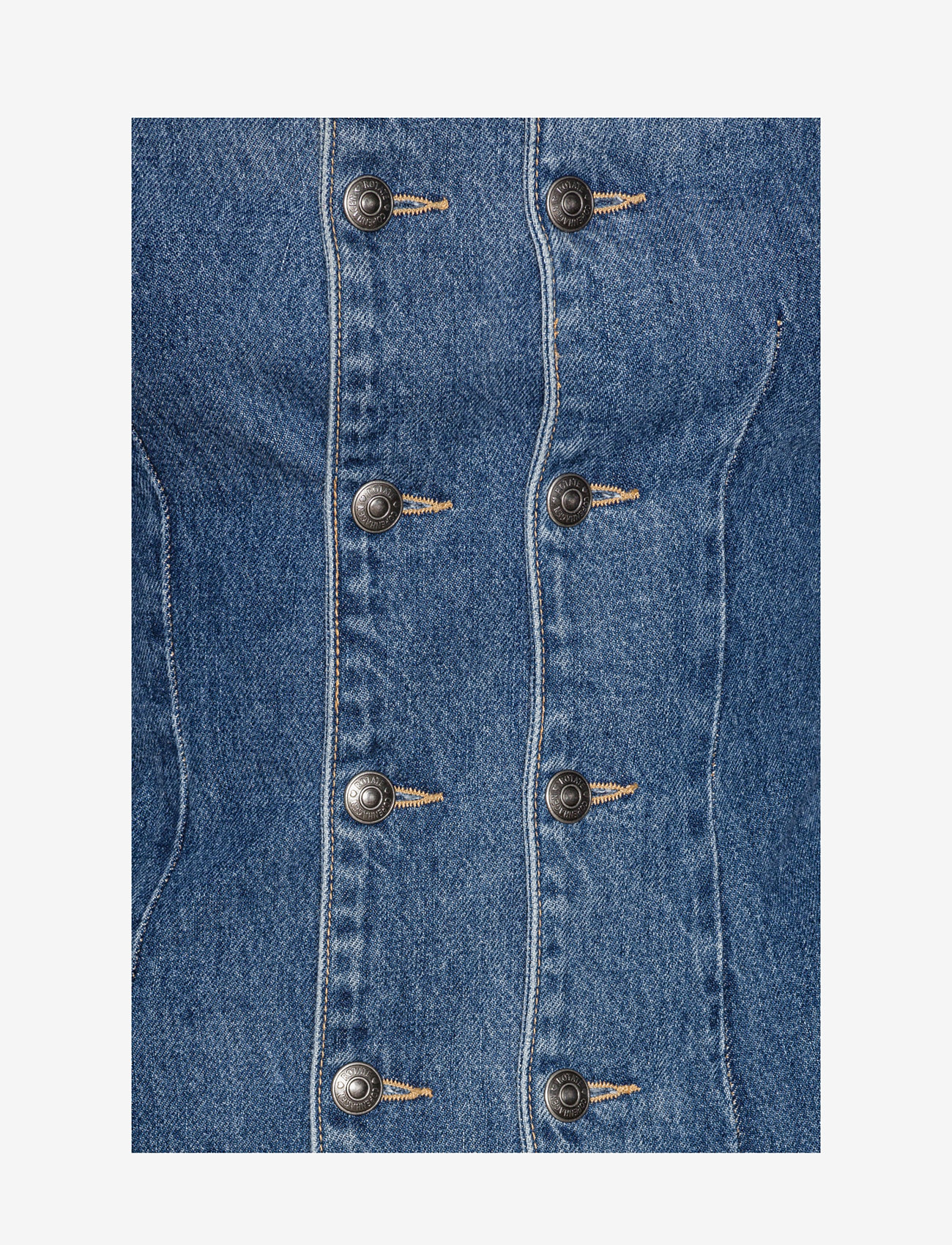 ROTATE Birger Christensen - Denim Button Detail Dress - medium blue denim - 3