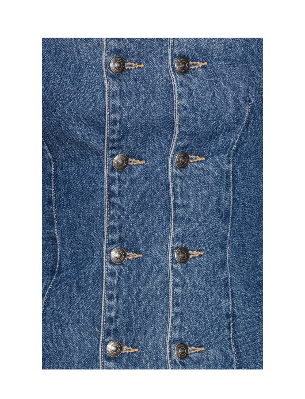 ROTATE - DENIM BUTTON DETAIL DRESS - medium blue denim - 3
