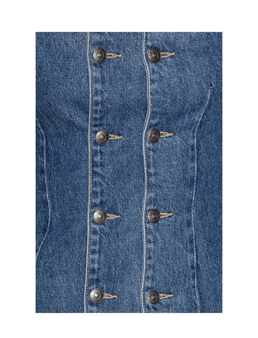 ROTATE - DENIM BUTTON DETAIL DRESS - stramme kjoler - medium blue denim - 3
