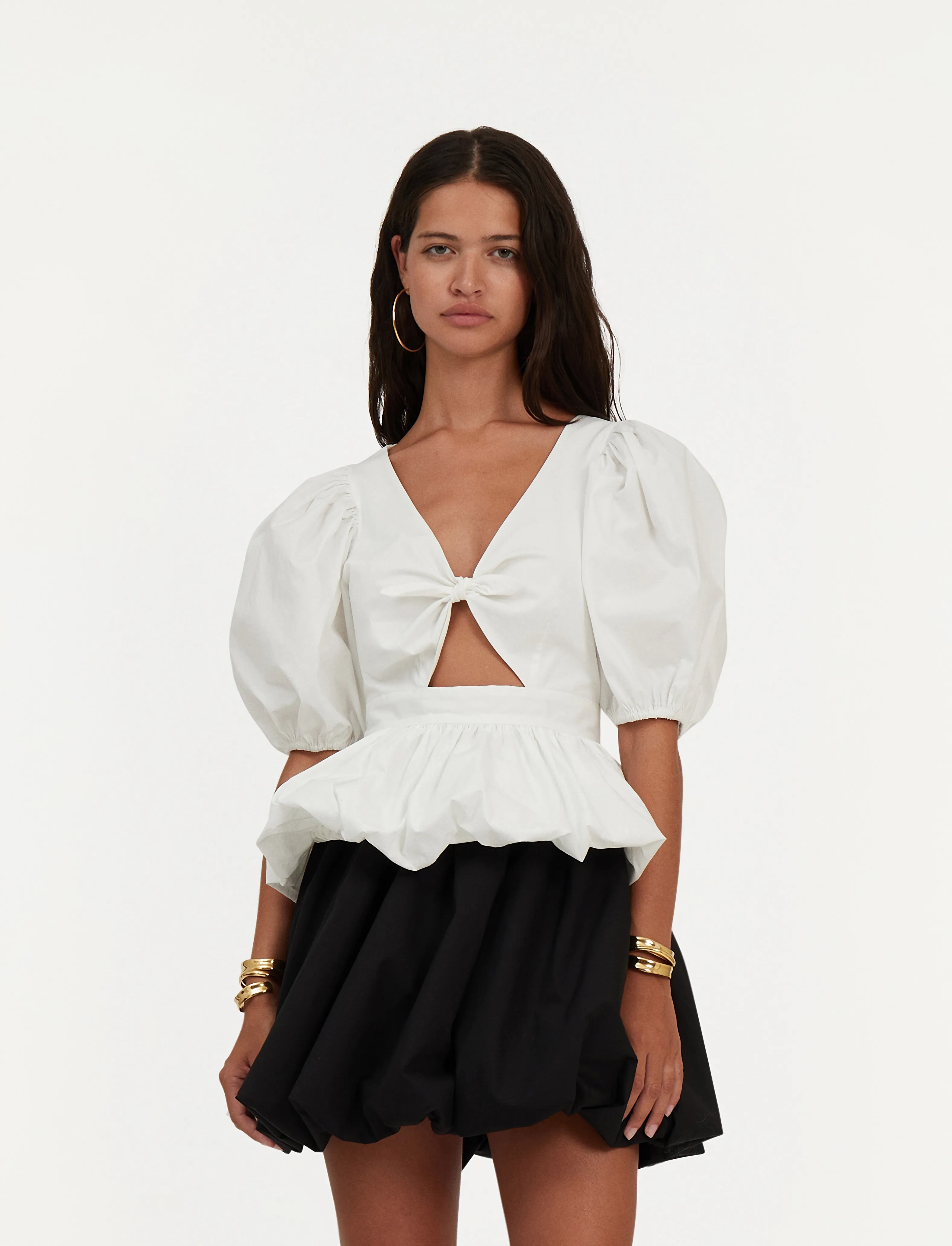 ROTATE - PUFF SLEEVE BUBBLE TOP - bright white - 5