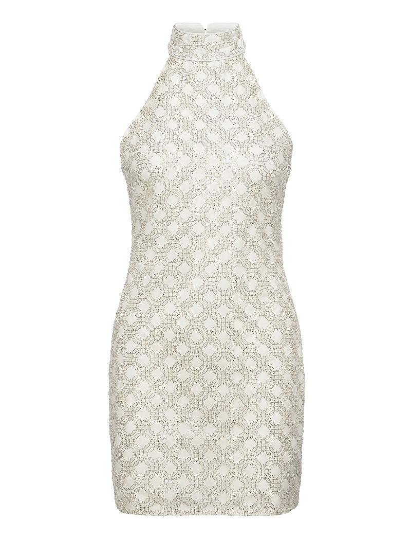 ROTATE Birger Christensen - BEADED HALTERNECK DRESS - konfirmationstøj - egret - 0