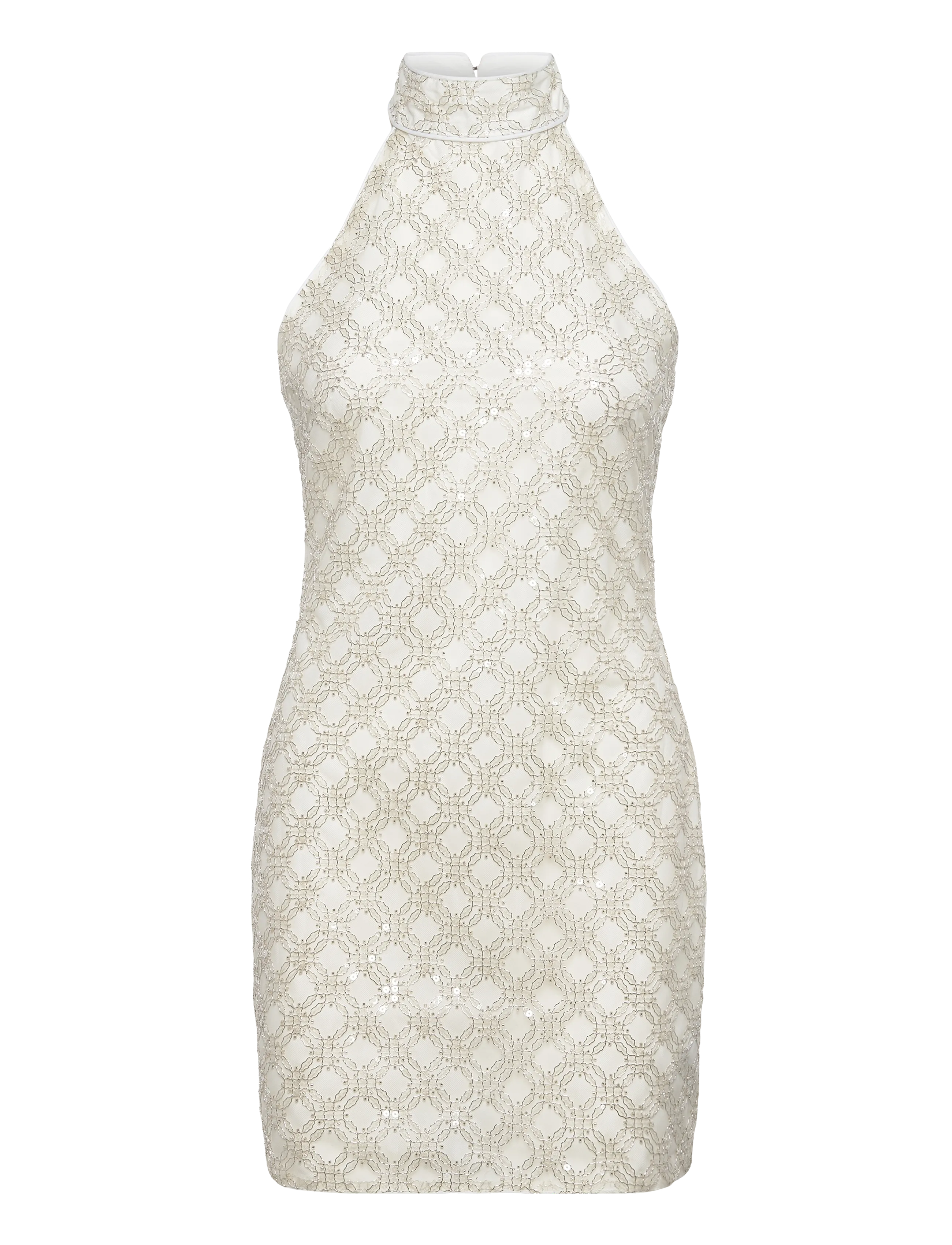 ROTATE BEADED HALTERNECK DRESS - Kjoler - EGRET / white