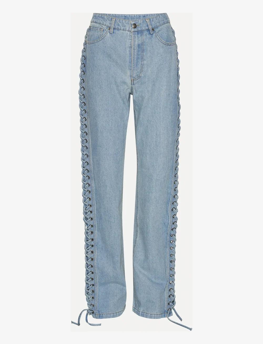 ROTATE Birger Christensen - Laced Straight Leg Jeans - straight jeans - light blue denim - 1