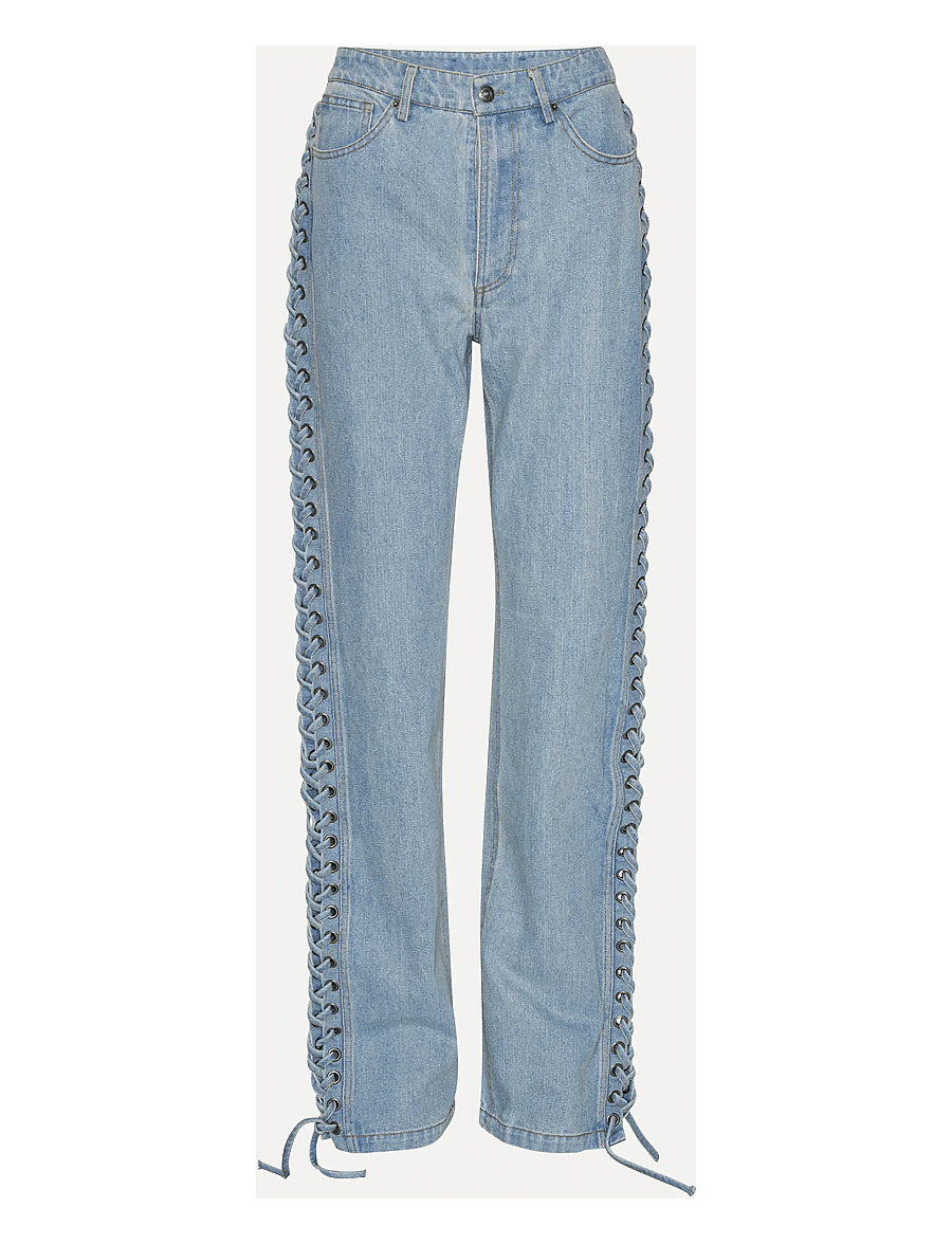 ROTATE - Laced Straight Leg Jeans - light blue denim - 1