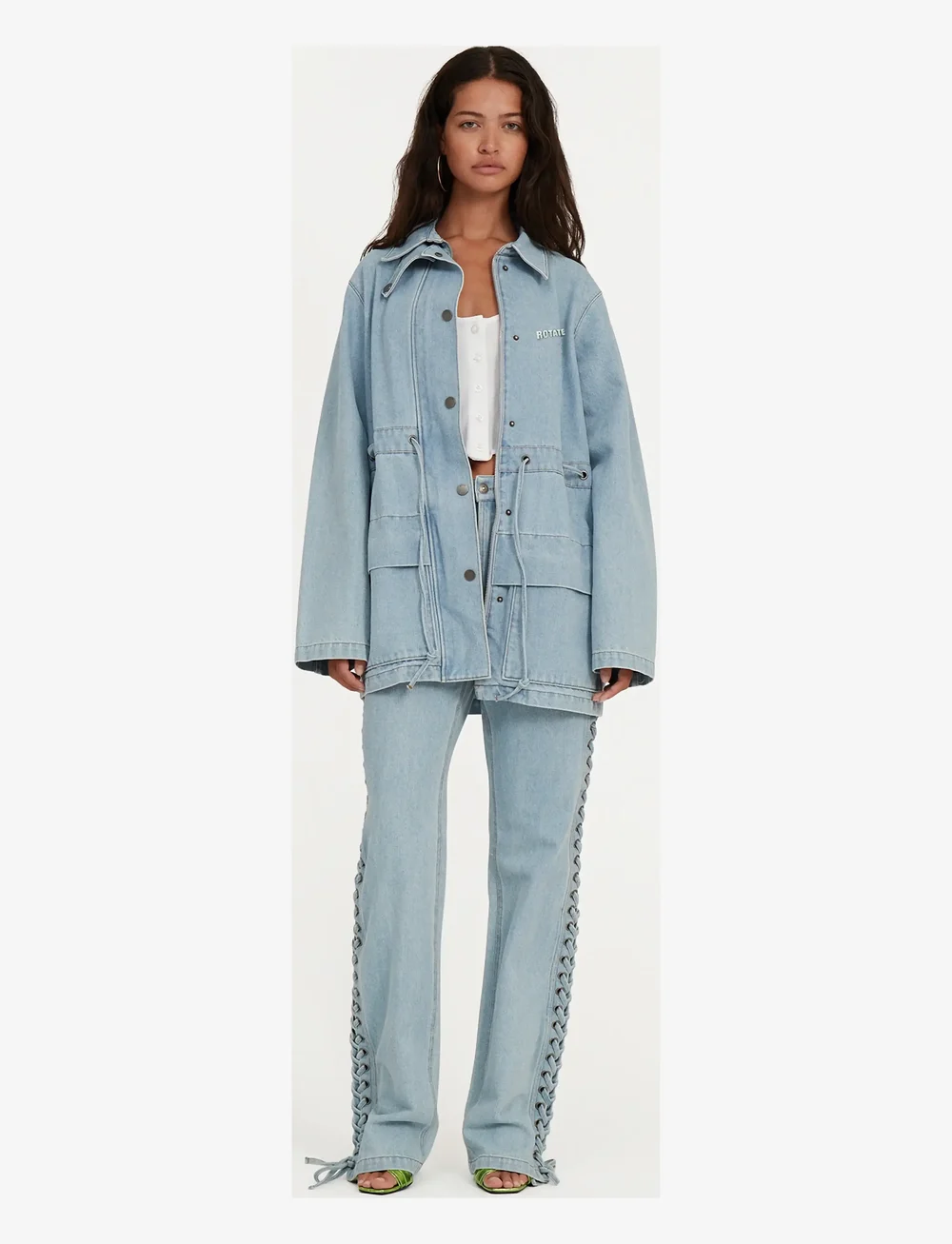 ROTATE Birger Christensen - Laced Straight Leg Jeans - straight jeans - light blue denim - 2