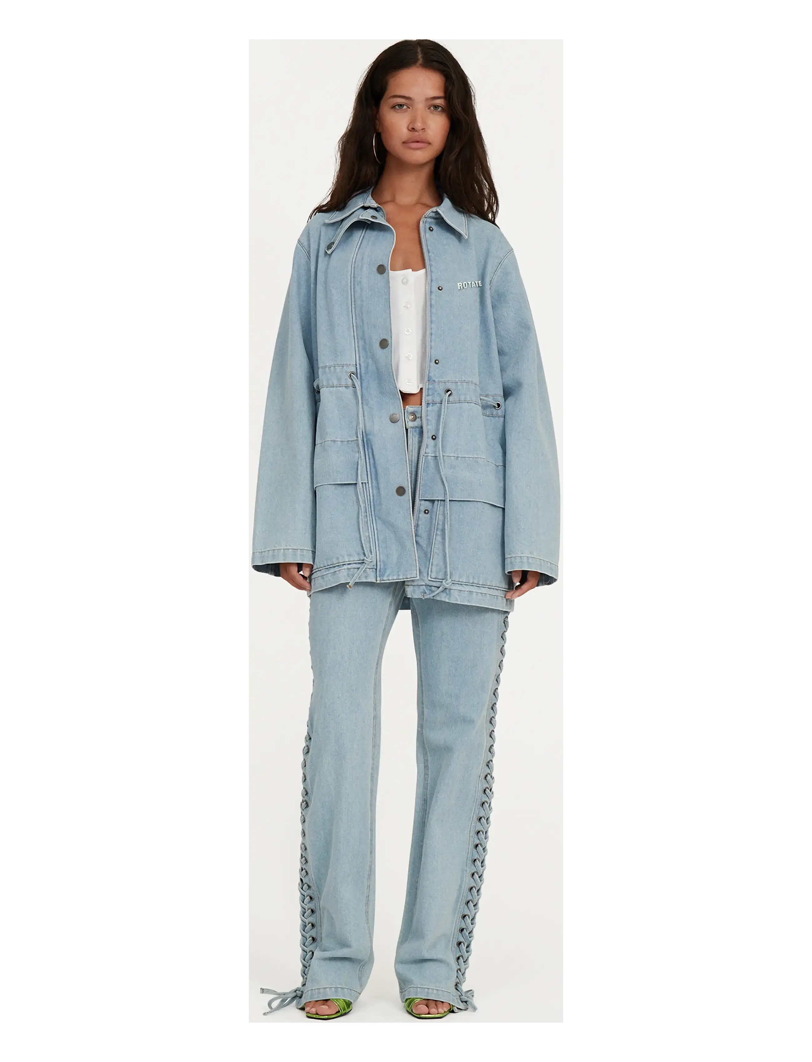 ROTATE - Laced Straight Leg Jeans - light blue denim - 2