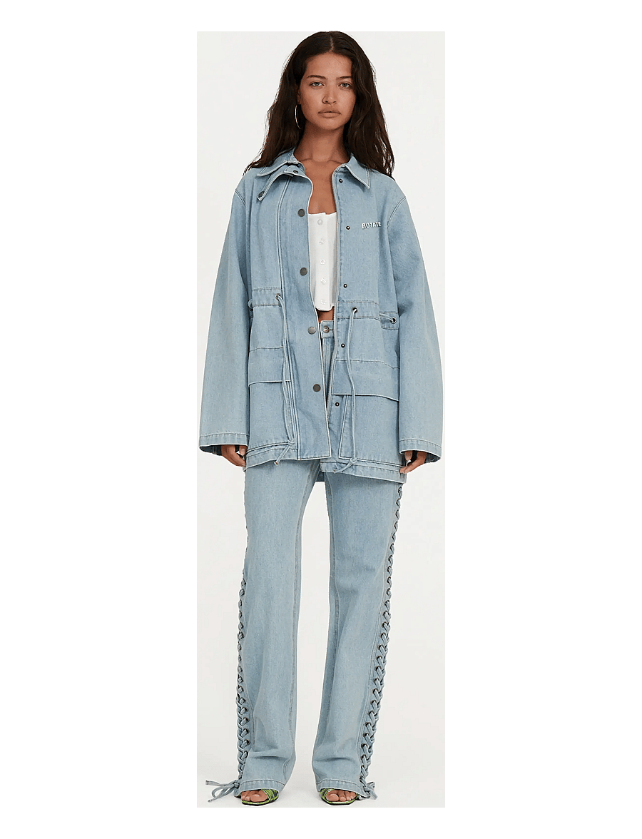 ROTATE - Laced Straight Leg Jeans - light blue denim - 2