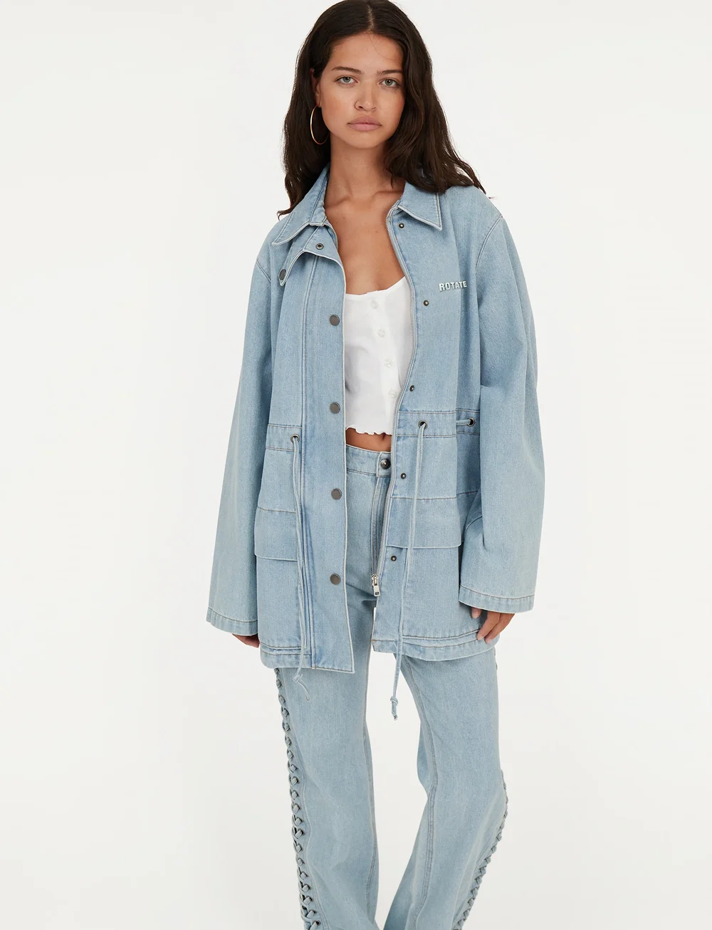ROTATE Birger Christensen - Laced Straight Leg Jeans - straight jeans - light blue denim - 0