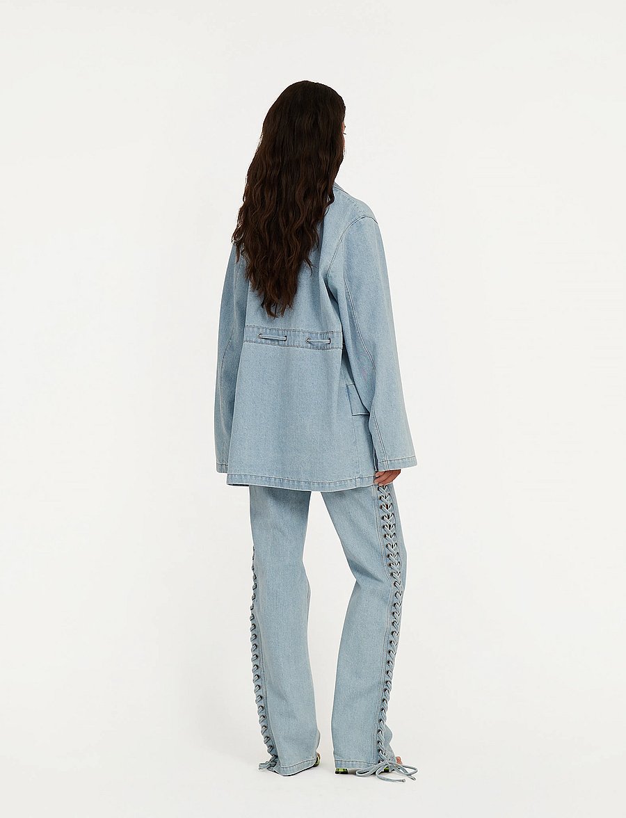 ROTATE - Laced Straight Leg Jeans - light blue denim - 5