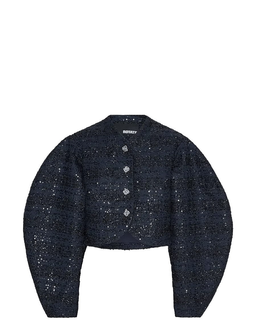 ROTATE - BOUCLE SHORT JACKET - frühlingsjacken - navy blazer - 1