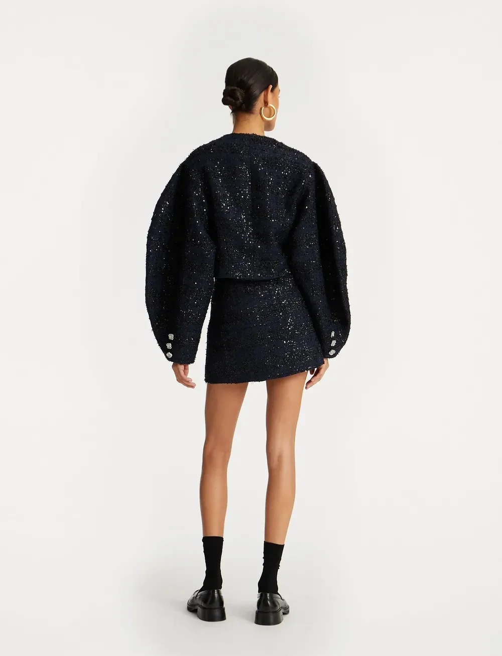 ROTATE Birger Christensen - BOUCLE SHORT JACKET - herbstjacken - navy blazer - 3
