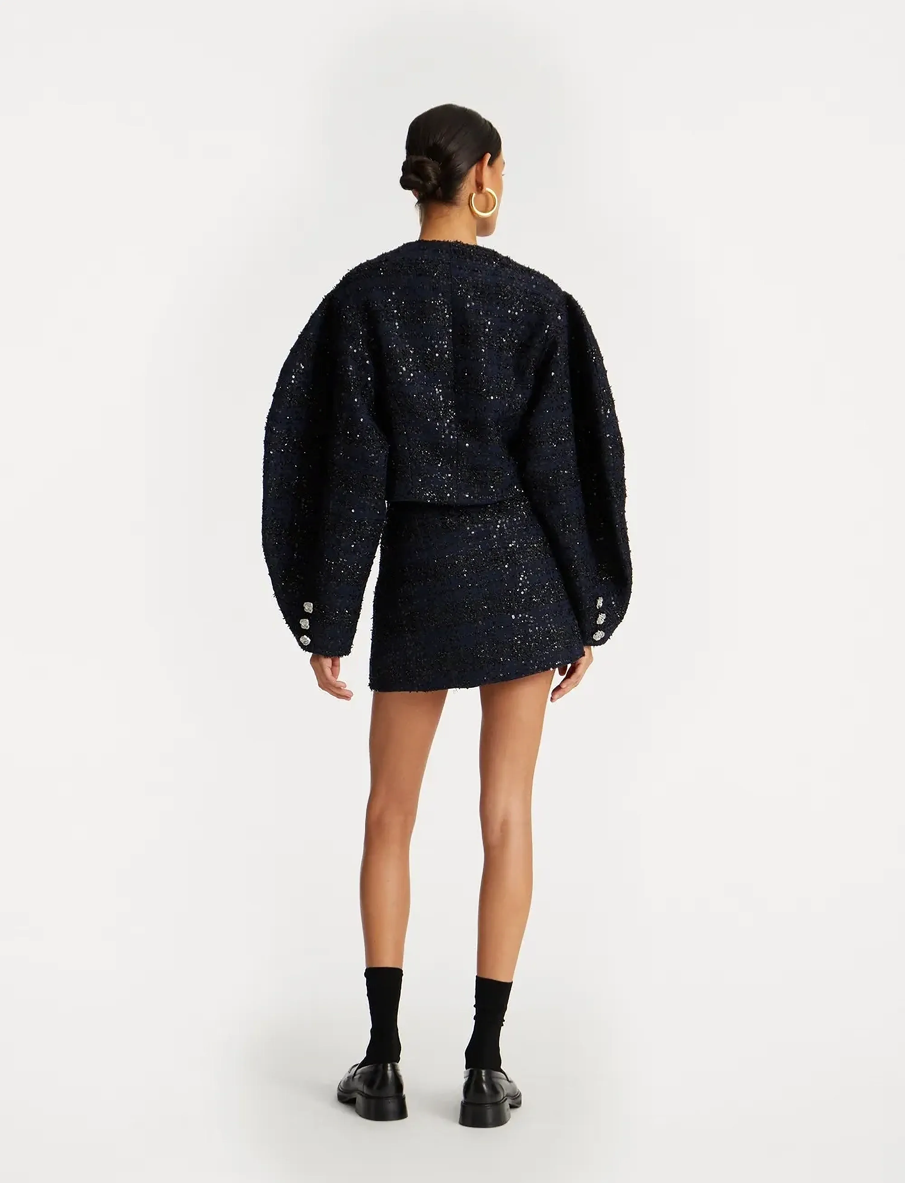 ROTATE - BOUCLE SHORT JACKET - odzież wierzchnia - navy blazer - 3