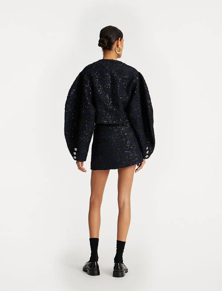 ROTATE - BOUCLE SHORT JACKET - frühlingsjacken - navy blazer - 3