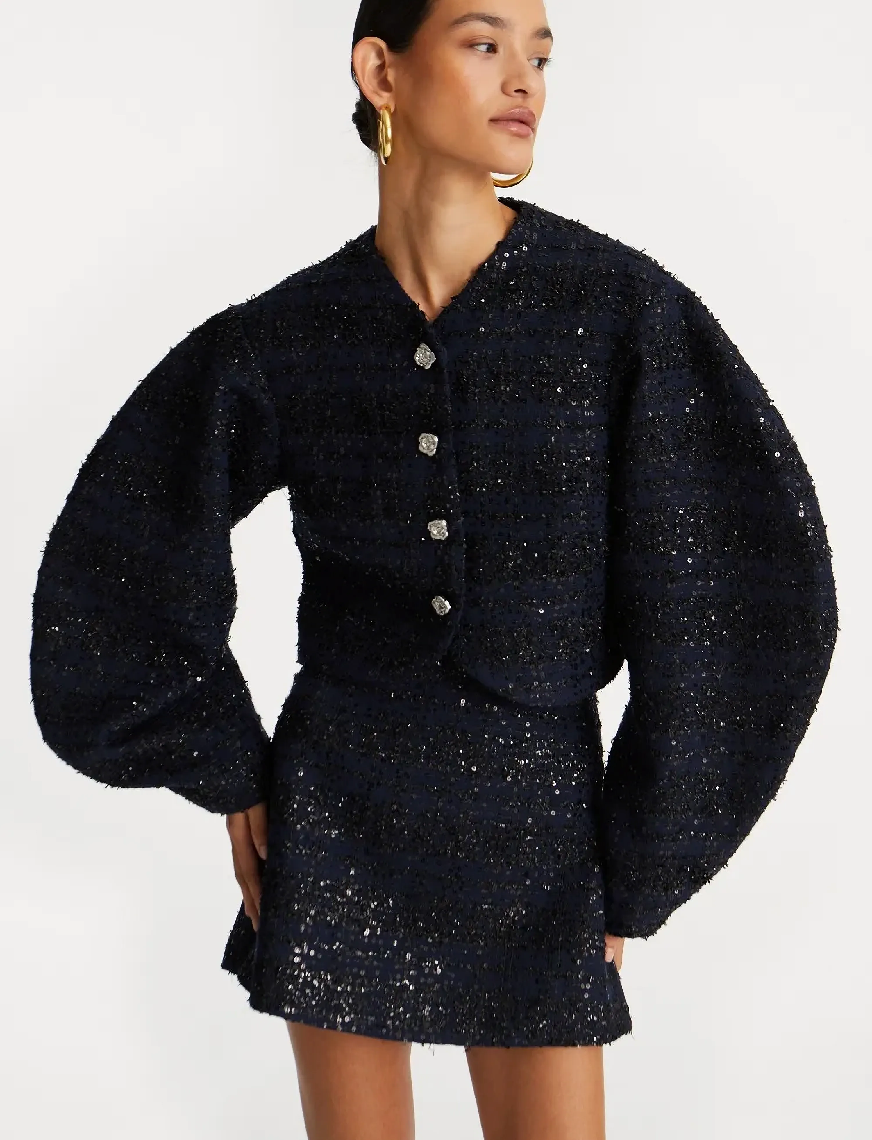 ROTATE - BOUCLE SHORT JACKET - odzież wierzchnia - navy blazer - 4