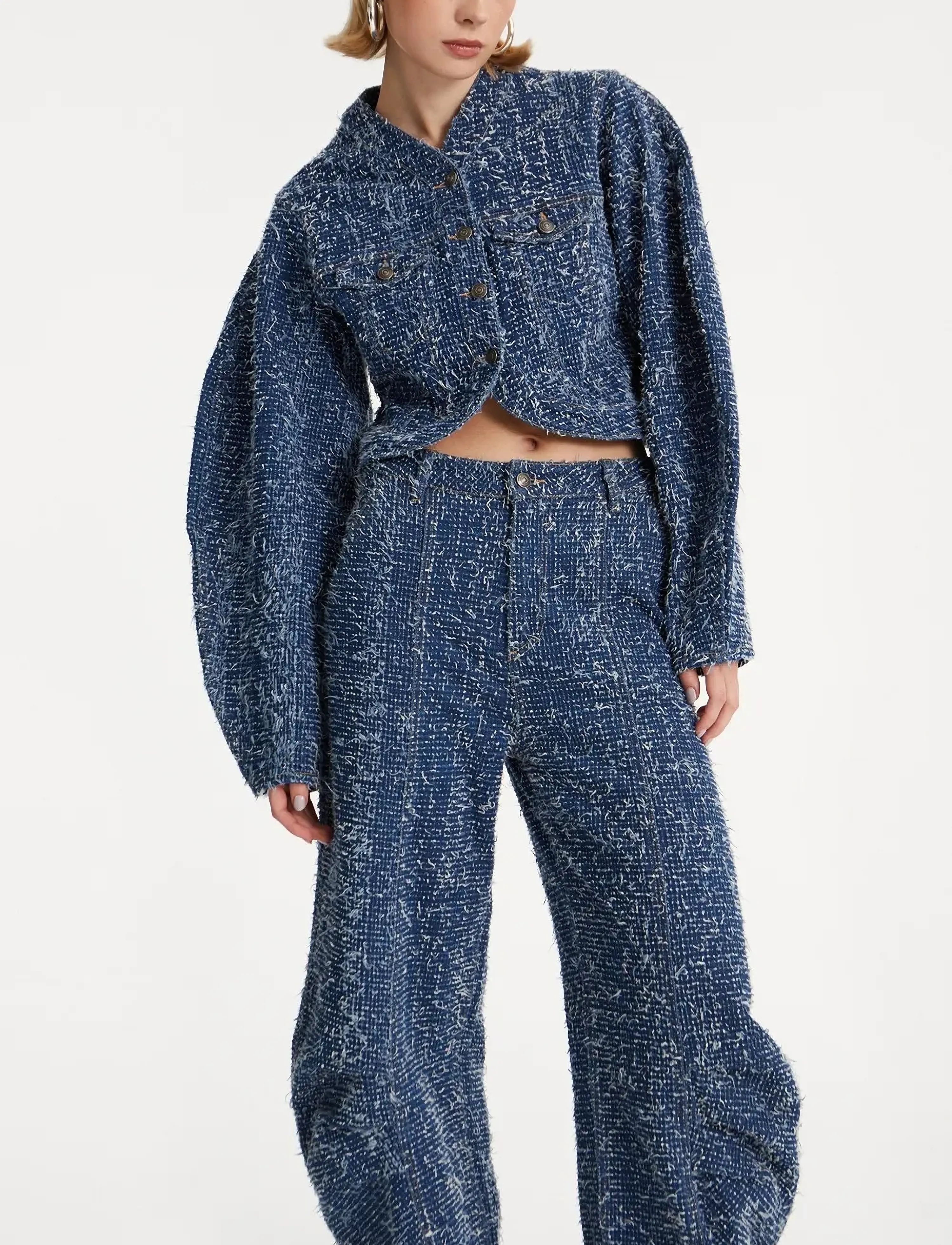 ROTATE - ROUND SLEEVE DENIM JACKET - kevättakit - medium blue denim - 4