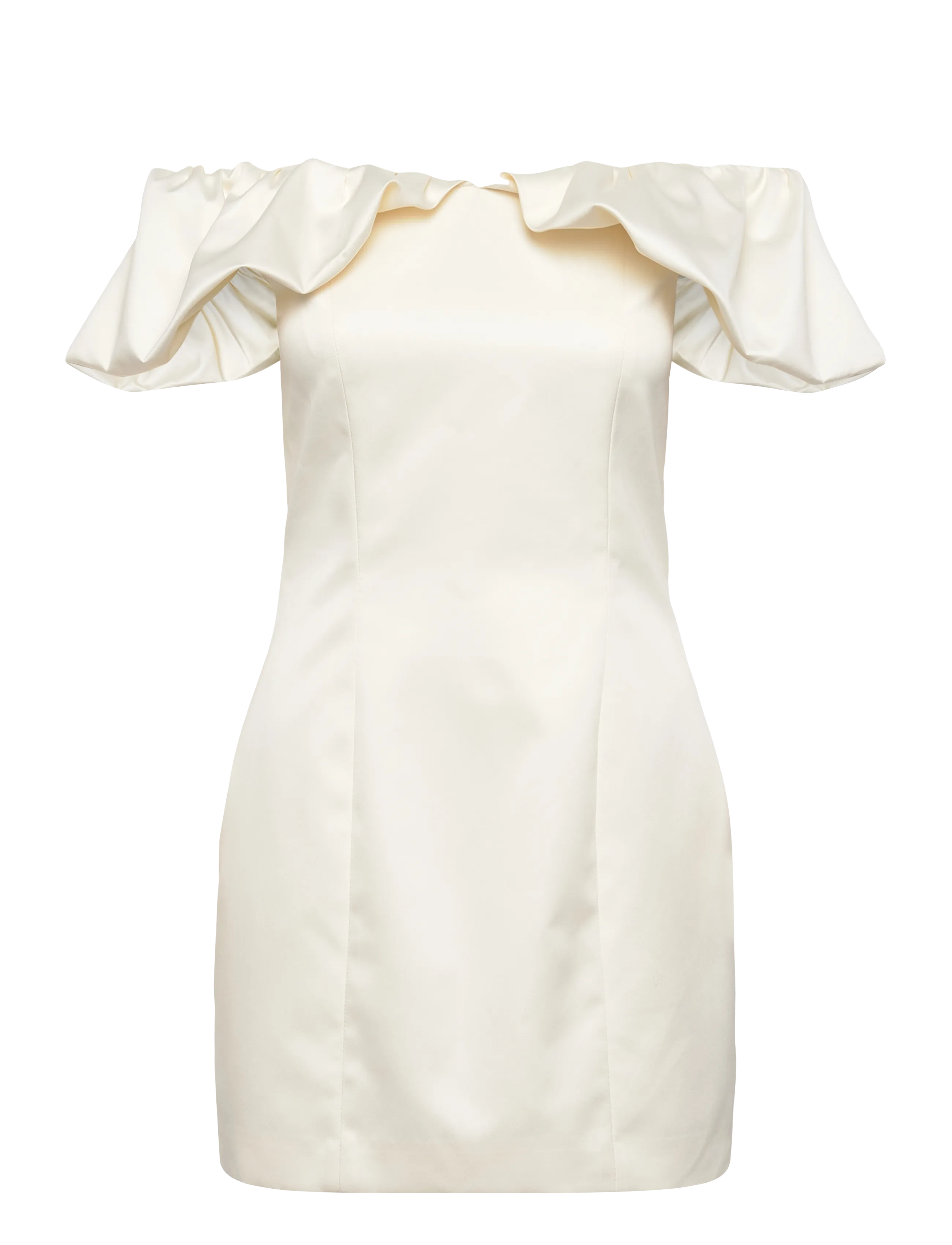 OFF-SHOULDER MINI DRESS - EGRET