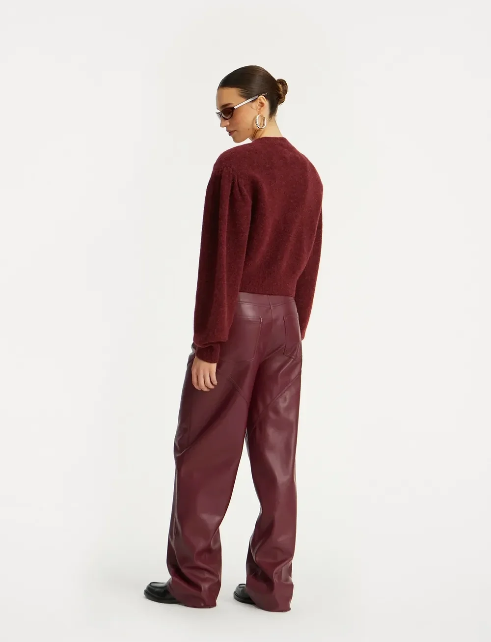 ROTATE Birger Christensen - KNIT PUFFSLEEVE CARDIGAN - cardigans - zinfandel - 4