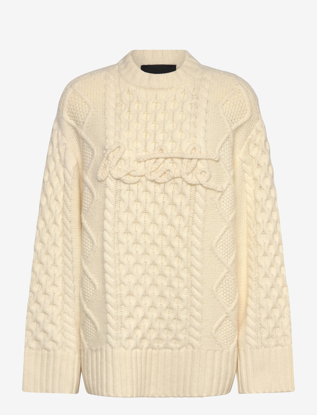 ROTATE Birger Christensen - KNIT CABLE CREWNECK - egret - 1