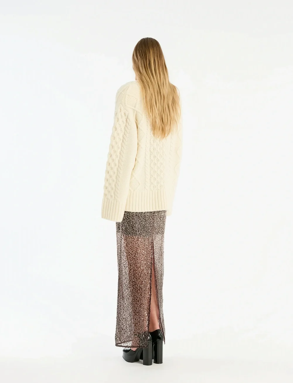 ROTATE Birger Christensen - KNIT CABLE CREWNECK - pullover - egret - 3